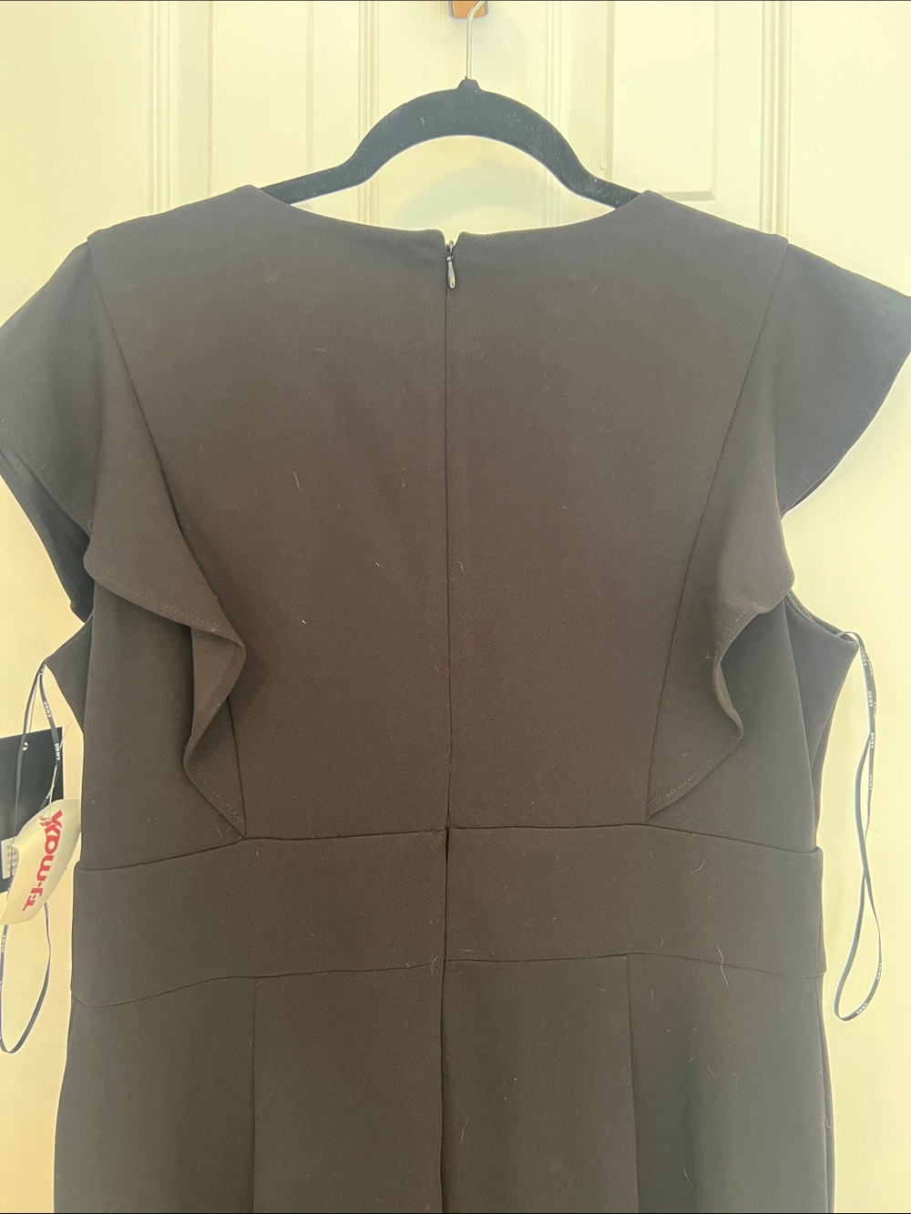 NWT | DKNY Black V-Neck Flutter-Sleeve Jumpsuit - Picture 8 of 10